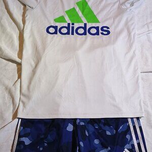 Adidas Kids 2-Piece Activewear Set Large 14/16 White Blue